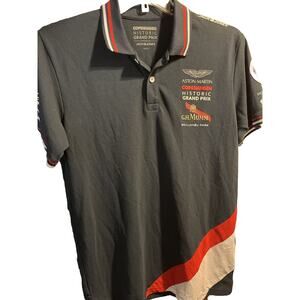 Copenhagen Historic Grand Prix Men’s L Navy Blue SS Button Polyester Blend Polo